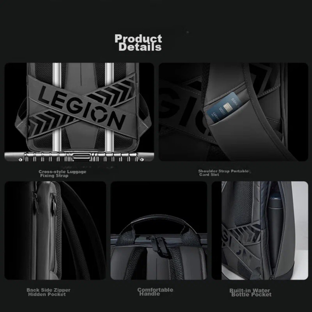 Original Lenovo Legion X4 Multi-Function Backpack 20L Black PU Splash-Resistant