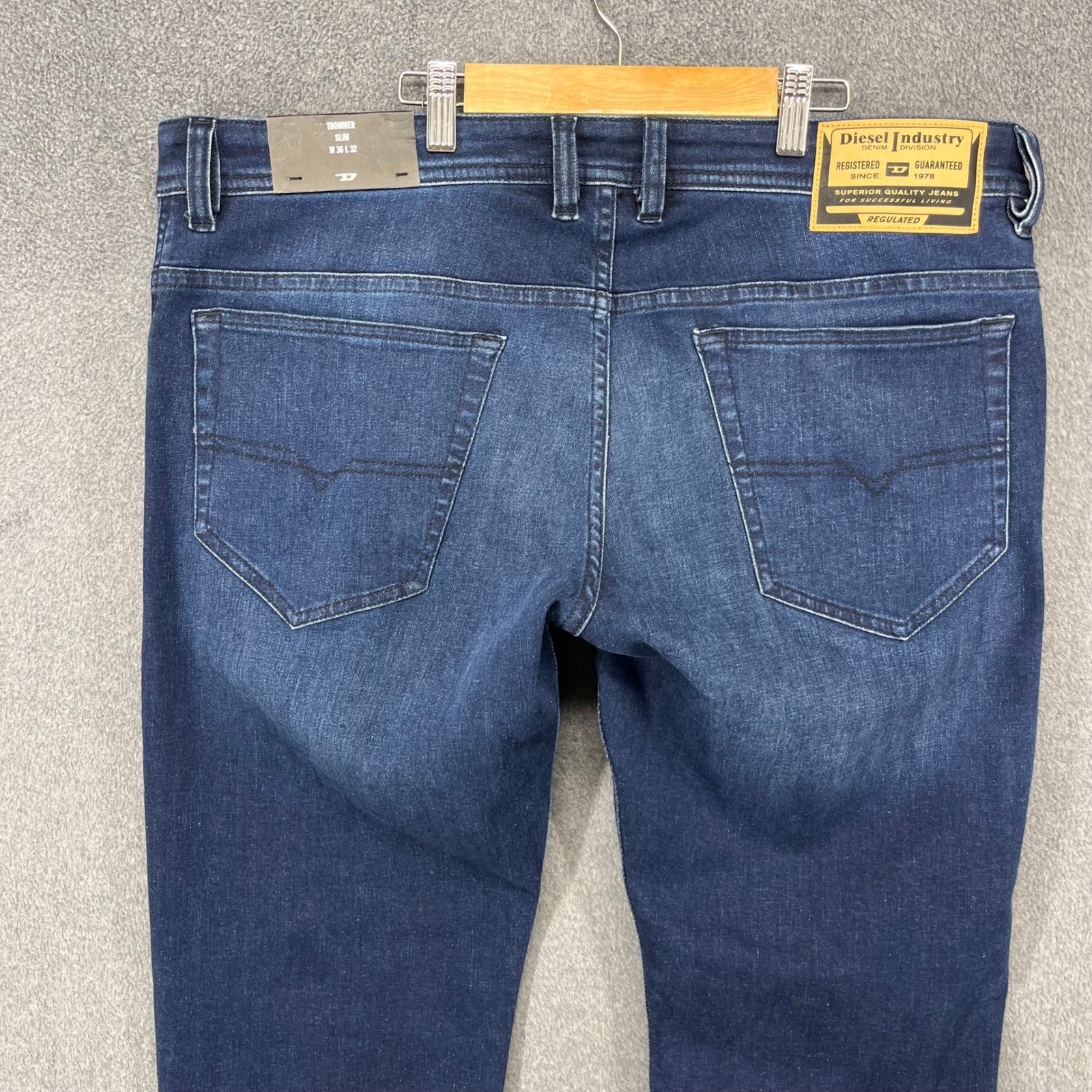 Diesel Thommer-R Slim Jeans Mens 36×32 Dark Blue Wash Stretch Denim Trousers NEW
