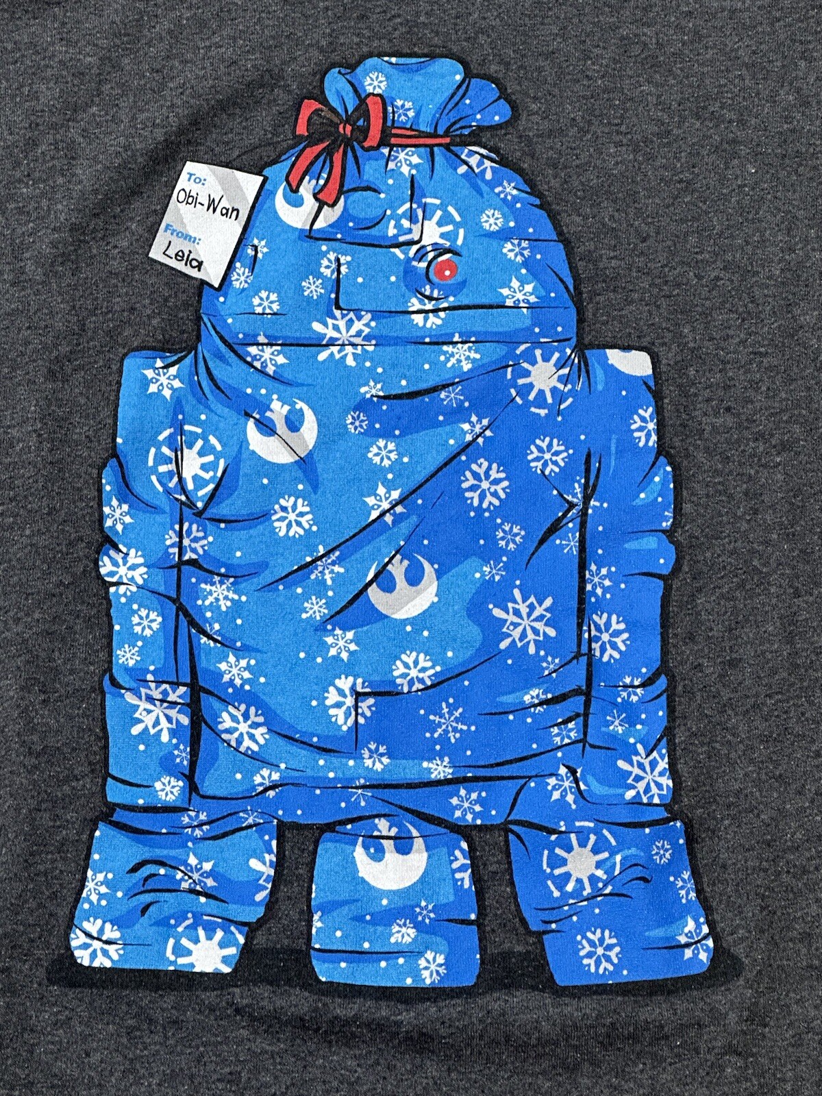 Star Wars T Shirt Men’s XL Grey Blue R2D2 Christmas Holiday Obi Wan Graphic Tee