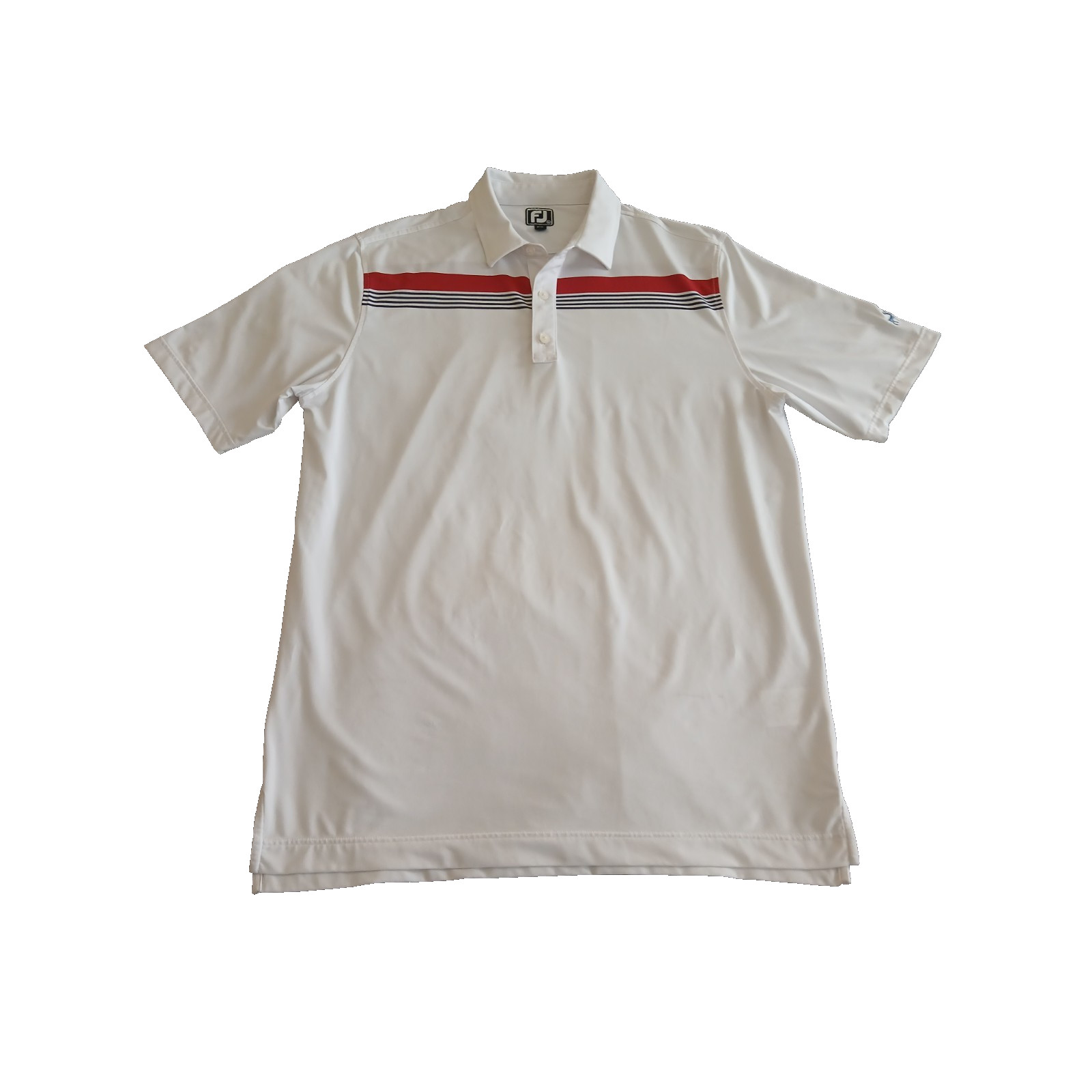 FootJoy Polo Shirt Men XL White Golf Athletic Fit Stripe Performance Logo
