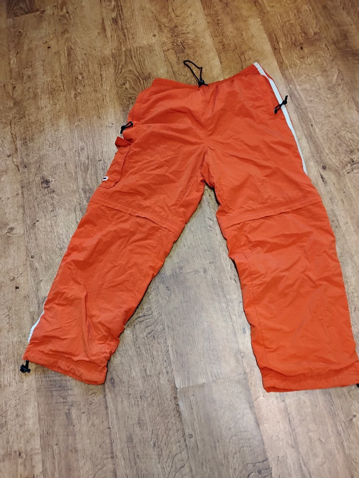 VTG Abercrombie & Fitch Cargo Track Lined Pants Y2K Zip Off Shorts 29.5in Orange