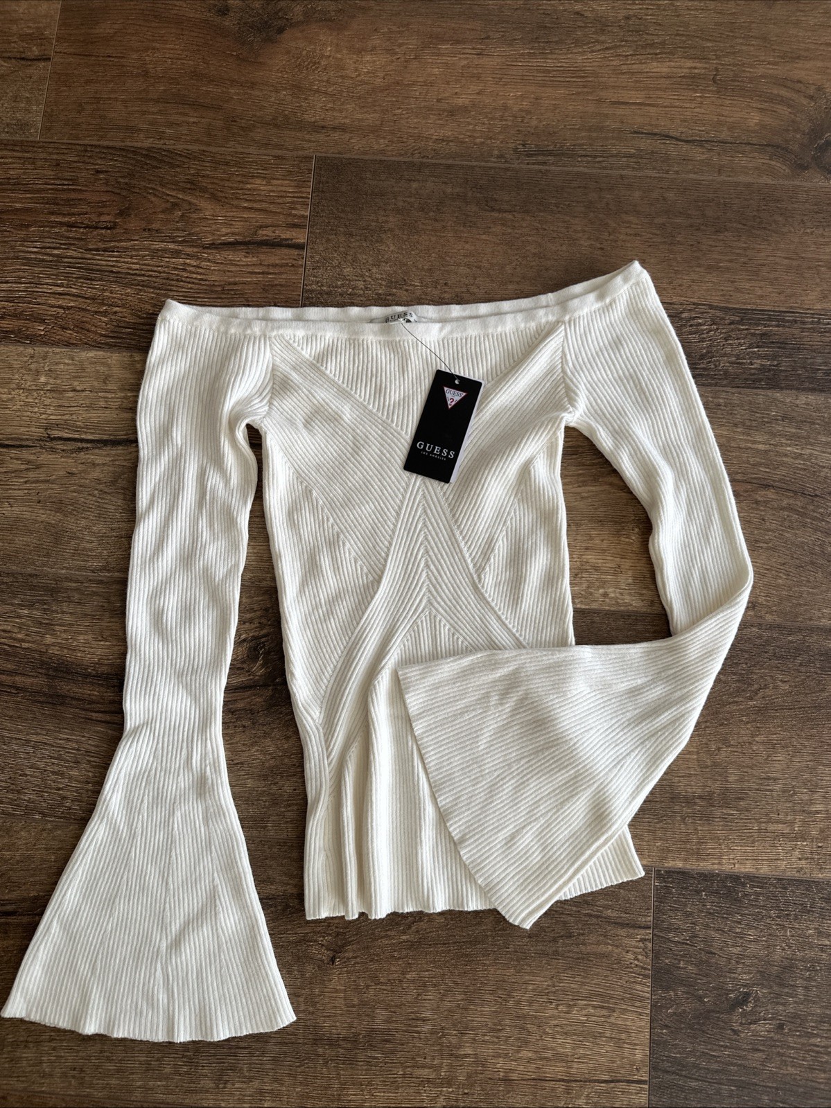 guess white long sleeve blouse