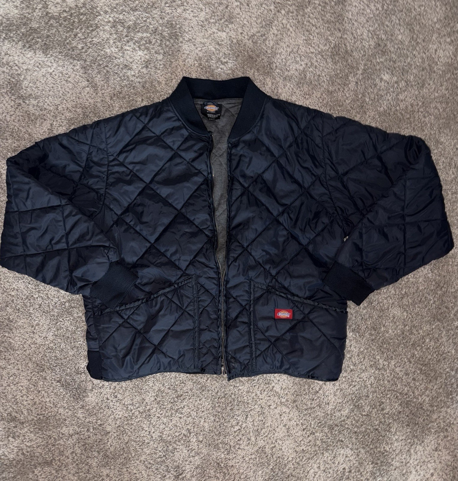 Dickies Navy Blue Diamond Quilted Bomber Jacket Men’s Size XL