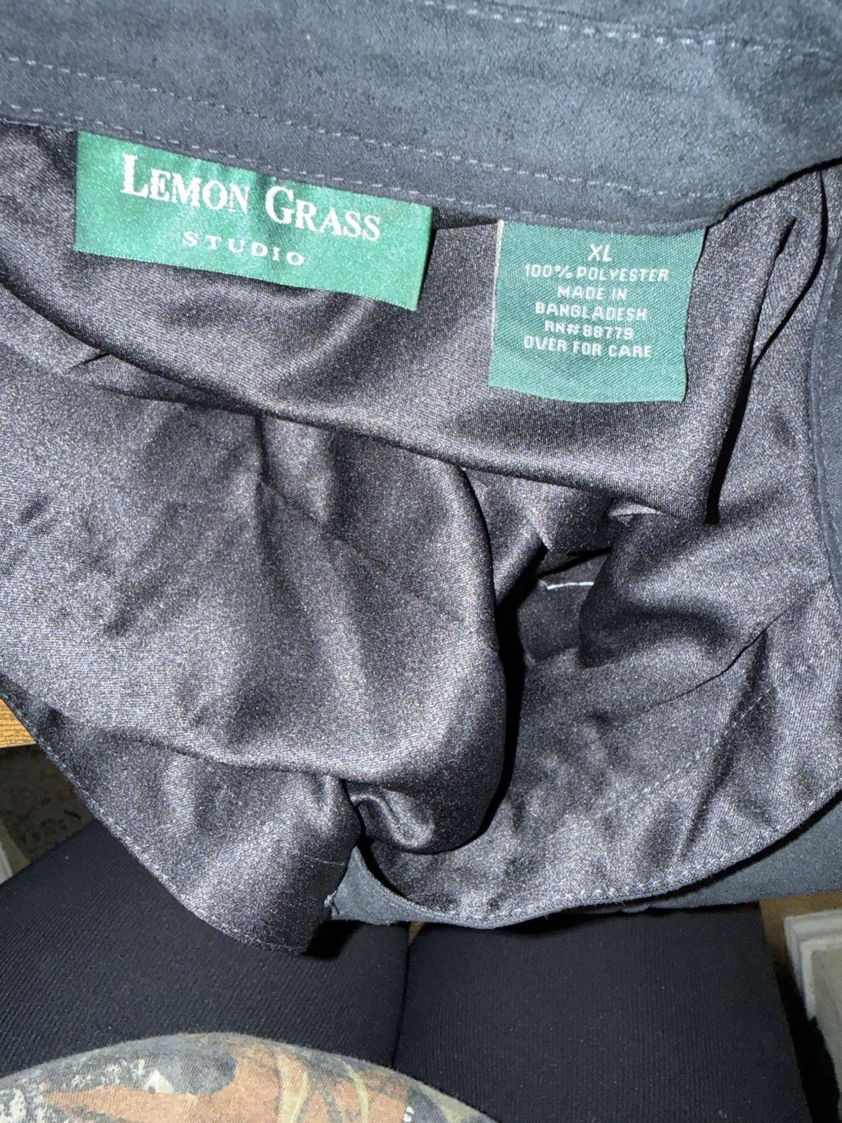 Lemon Grass Studio Women’s XL Black Solid Long Sleeve Button-Up Shirt