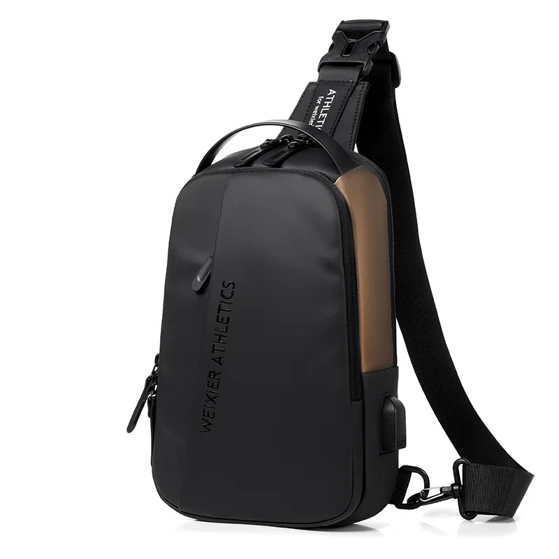 Durable Oxford Fabric Men’s Sling Bag Stylish Motorcycle Crossbody Chest Pack wi