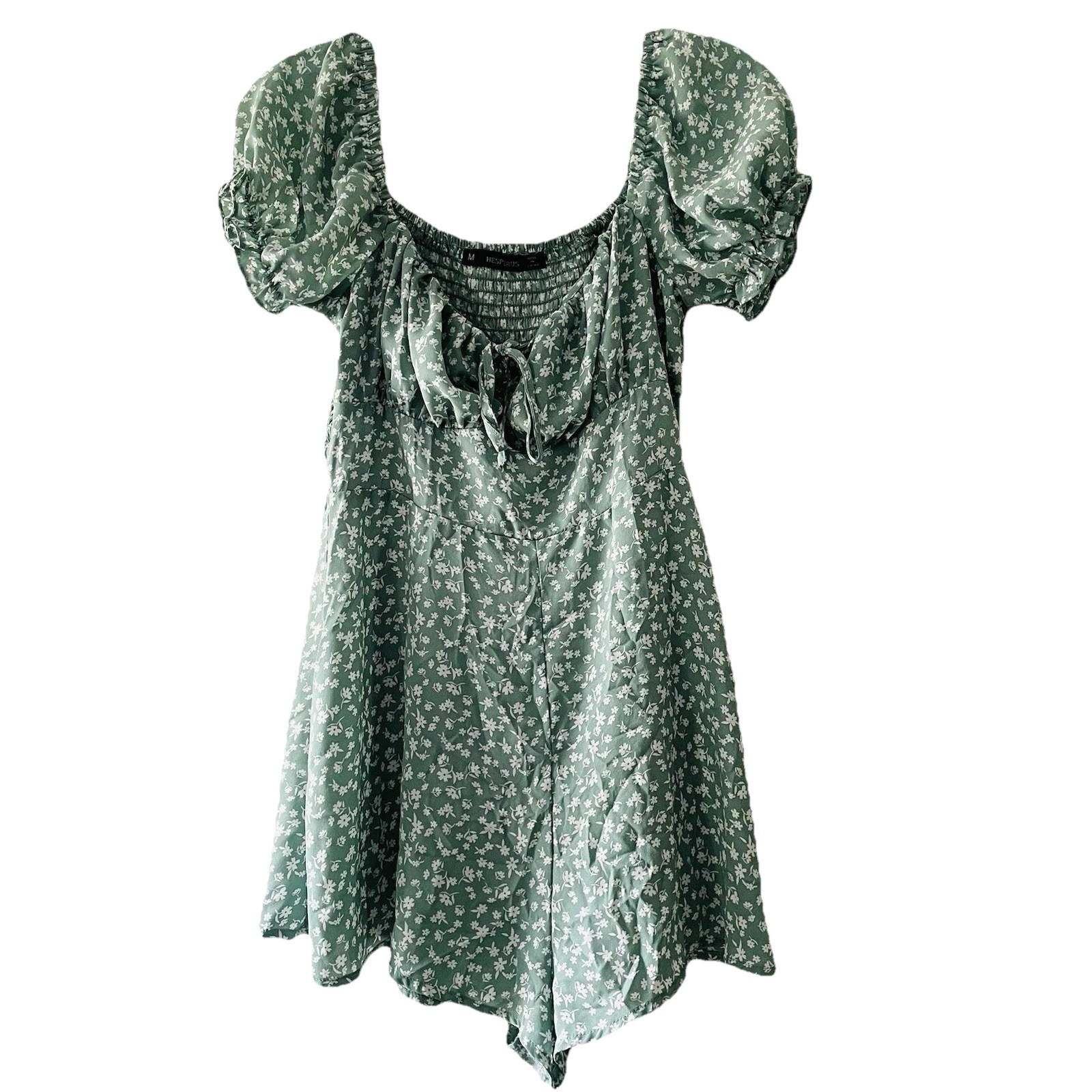 Hesperus Women Size Medium Smocked Floral Y2K Cottage Peasant Romper Shorts