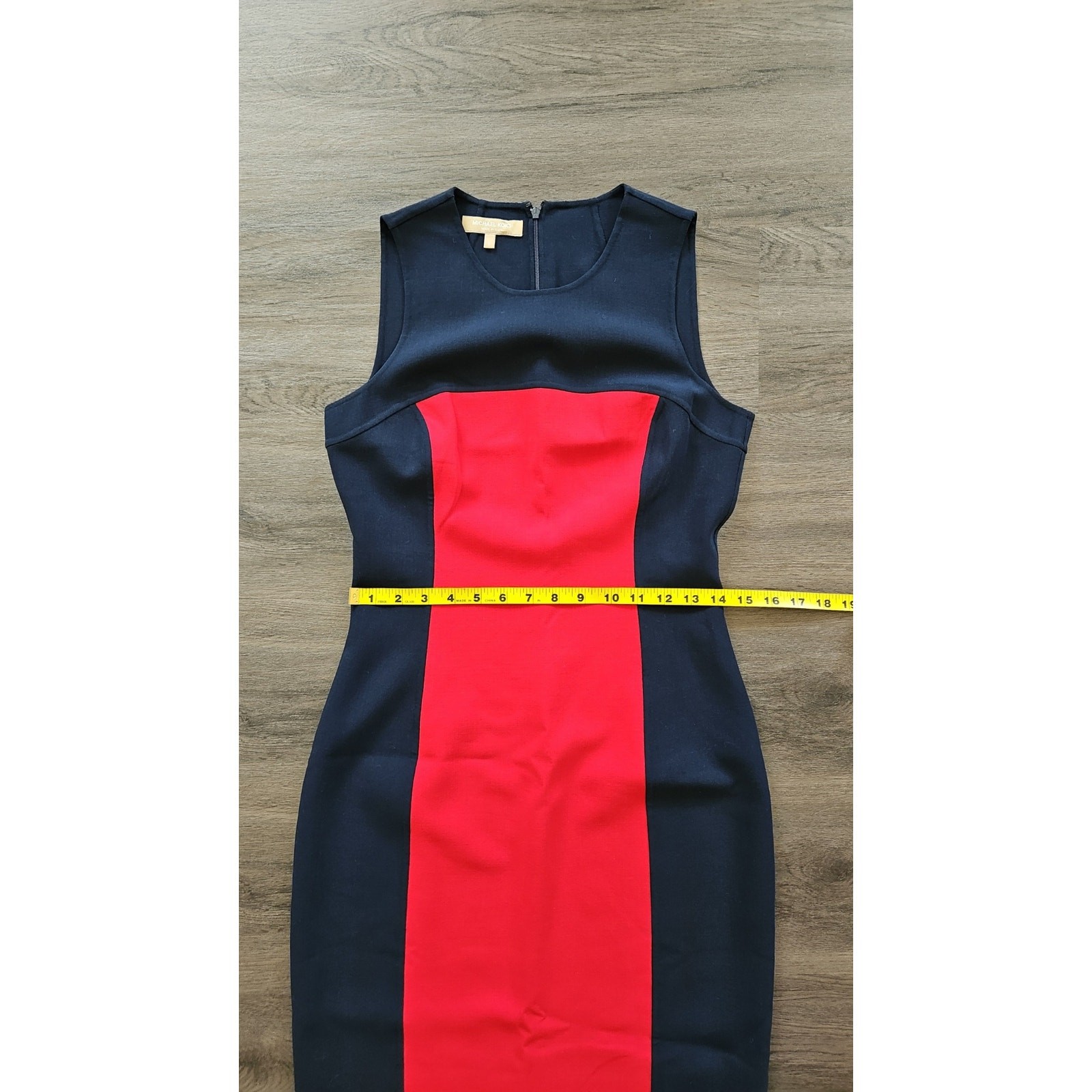 Michael Kors Italy Navy Red Colorblock Virgin Wool Tailored Sheath Dress Size 6
