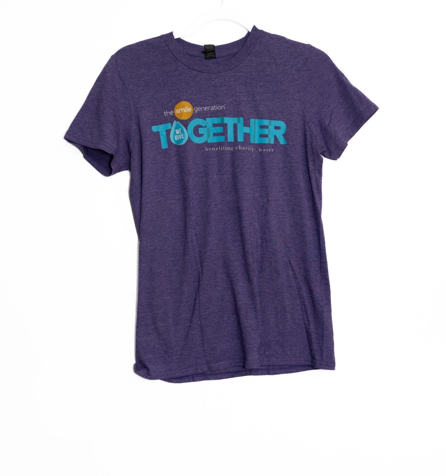 Anvil Purple Charity Water Graphic Tee Size S Unisex Short Sleeve Cotton Blend