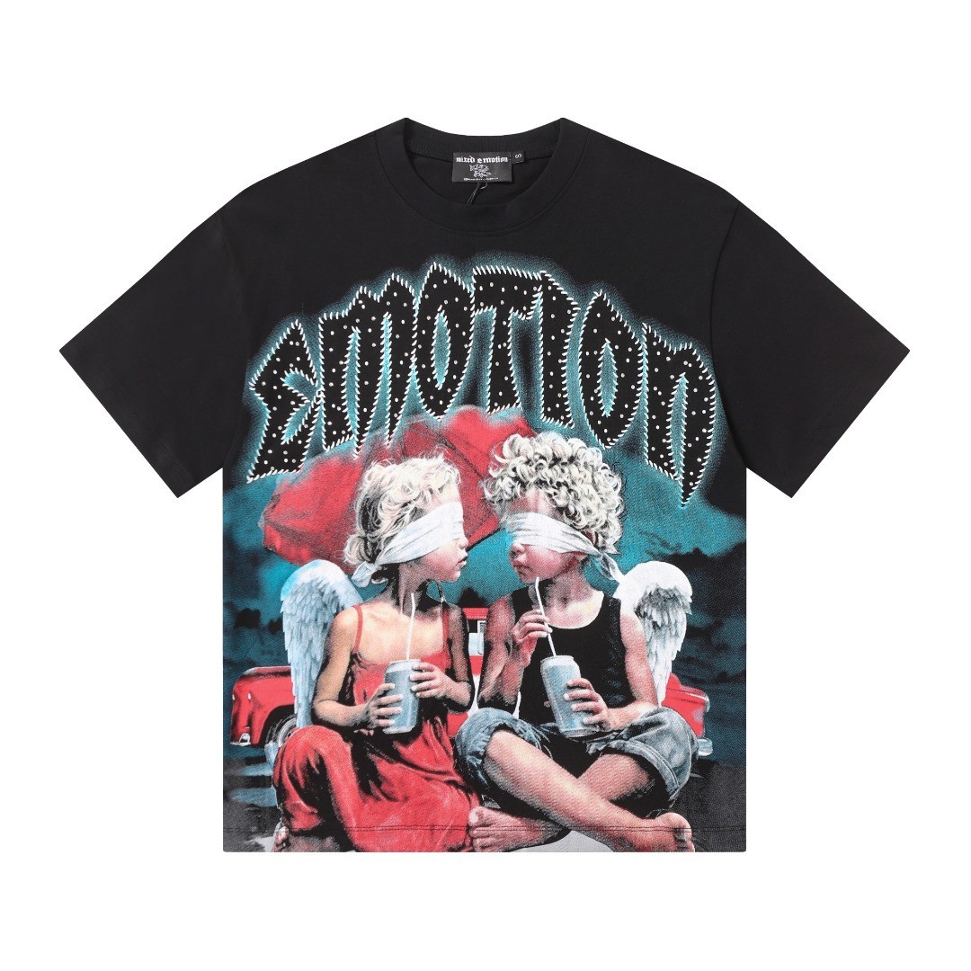Mixed emotions tee shirt Black/White/Blue