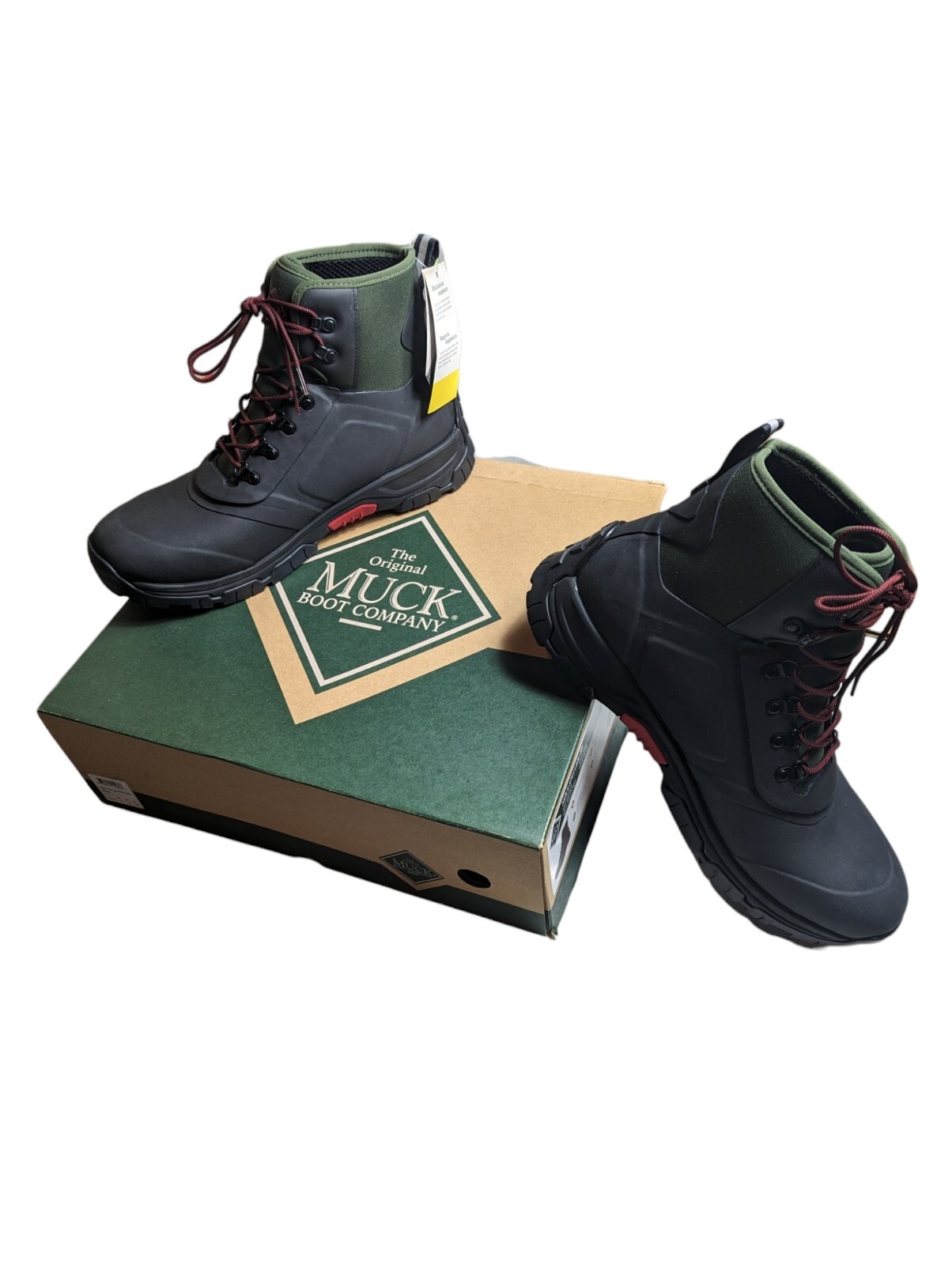Muck Boot Co. Apex Lace-Up Mens Size 14 Black Green Insulated AXML-000 Neoprene