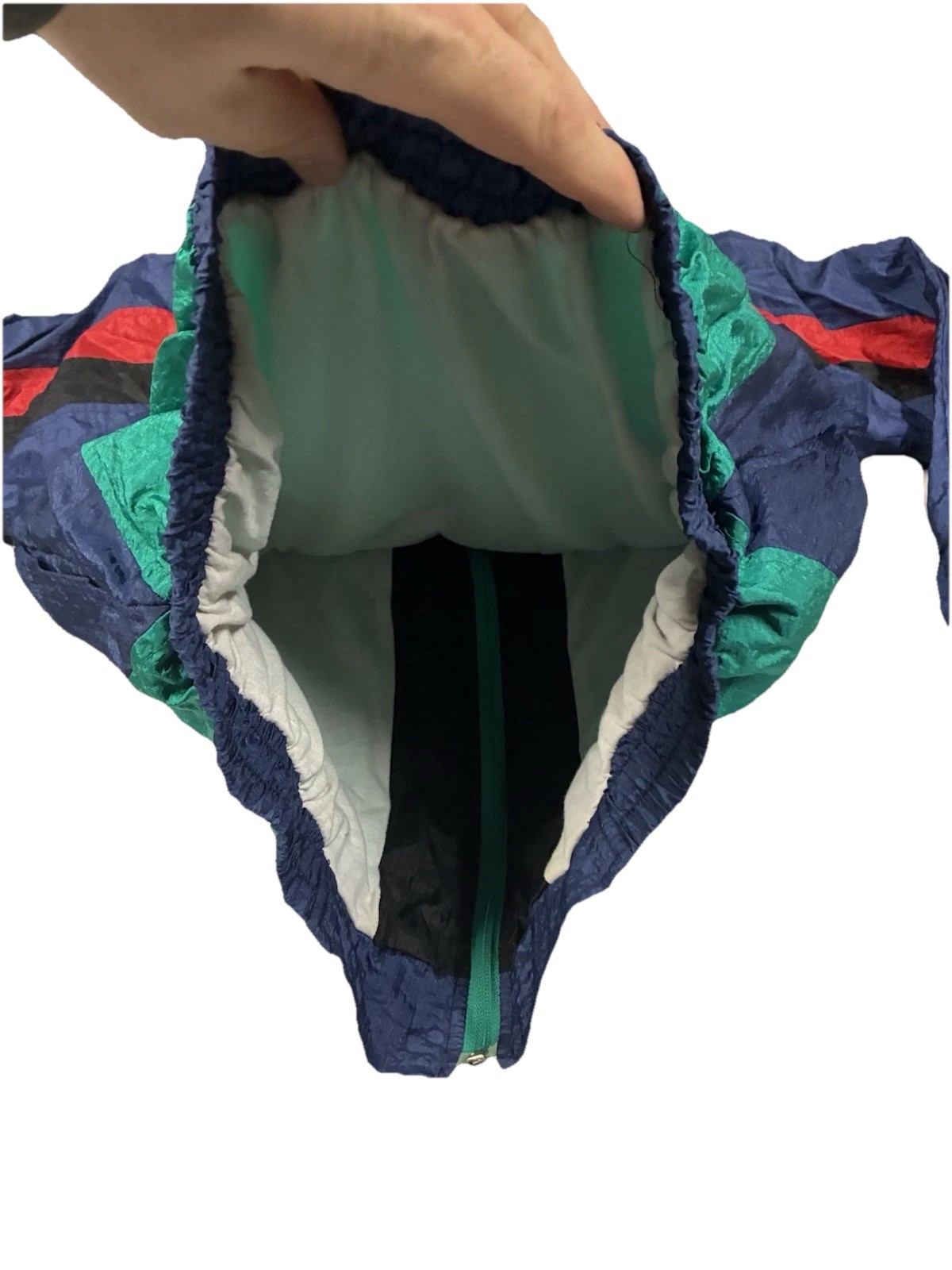 Vintage 90s Blazer Windbreaker Jacket Women’s (Size M) Teal Green/Navy Blue /Red