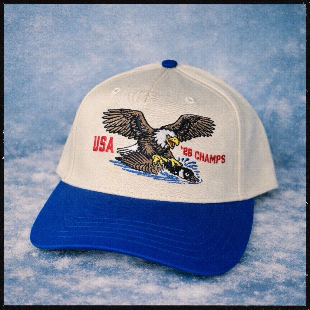USA Bald Eagle v Goose Natural/Blue Otto Snapback Hat – NHL / Olympics Champs 26