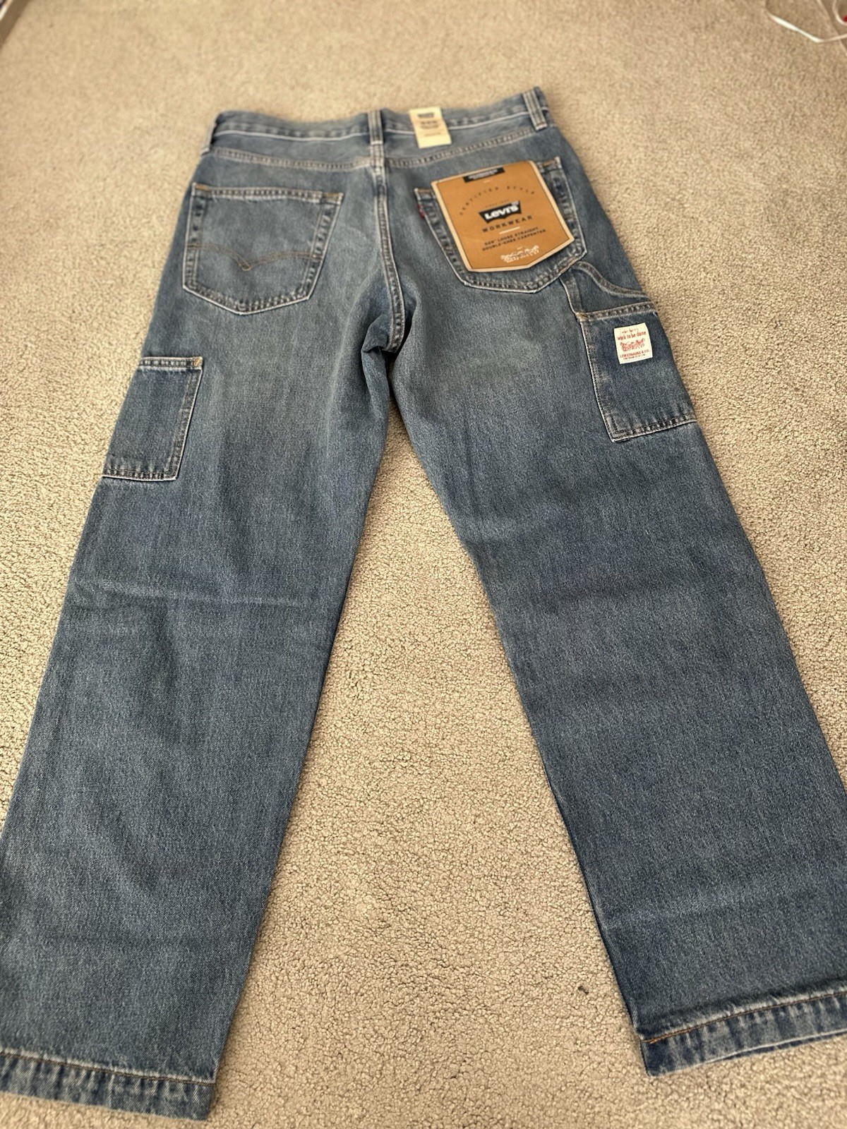 Levis 568 Double Knee Carpenter Blue Loose Denim Tag Sz. 32Wx30L Measure 33WX29L