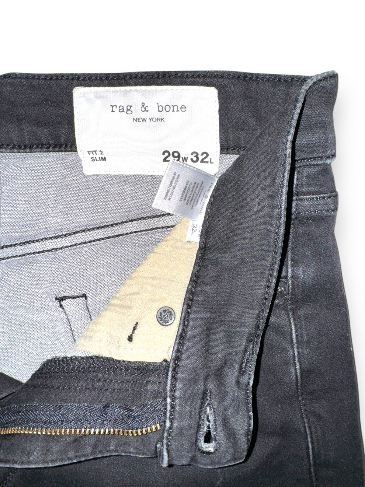 Rag & Bone Fit 2 Slim Jeans Mens Washed Black Denim 29 x 32 EUC