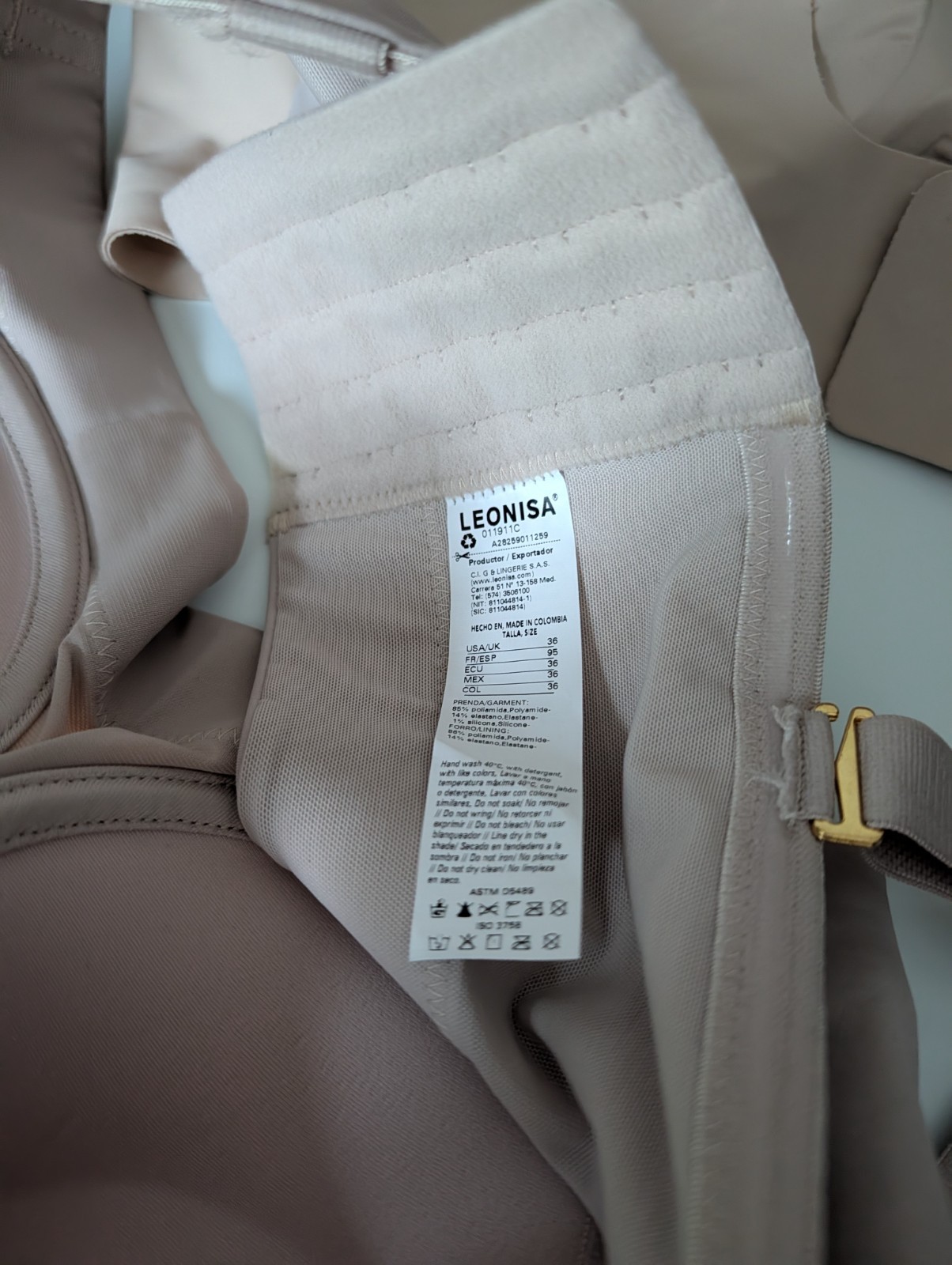 Leonisa Beige Underwired Push Up Bra Padded Adjustable Straps 36C
