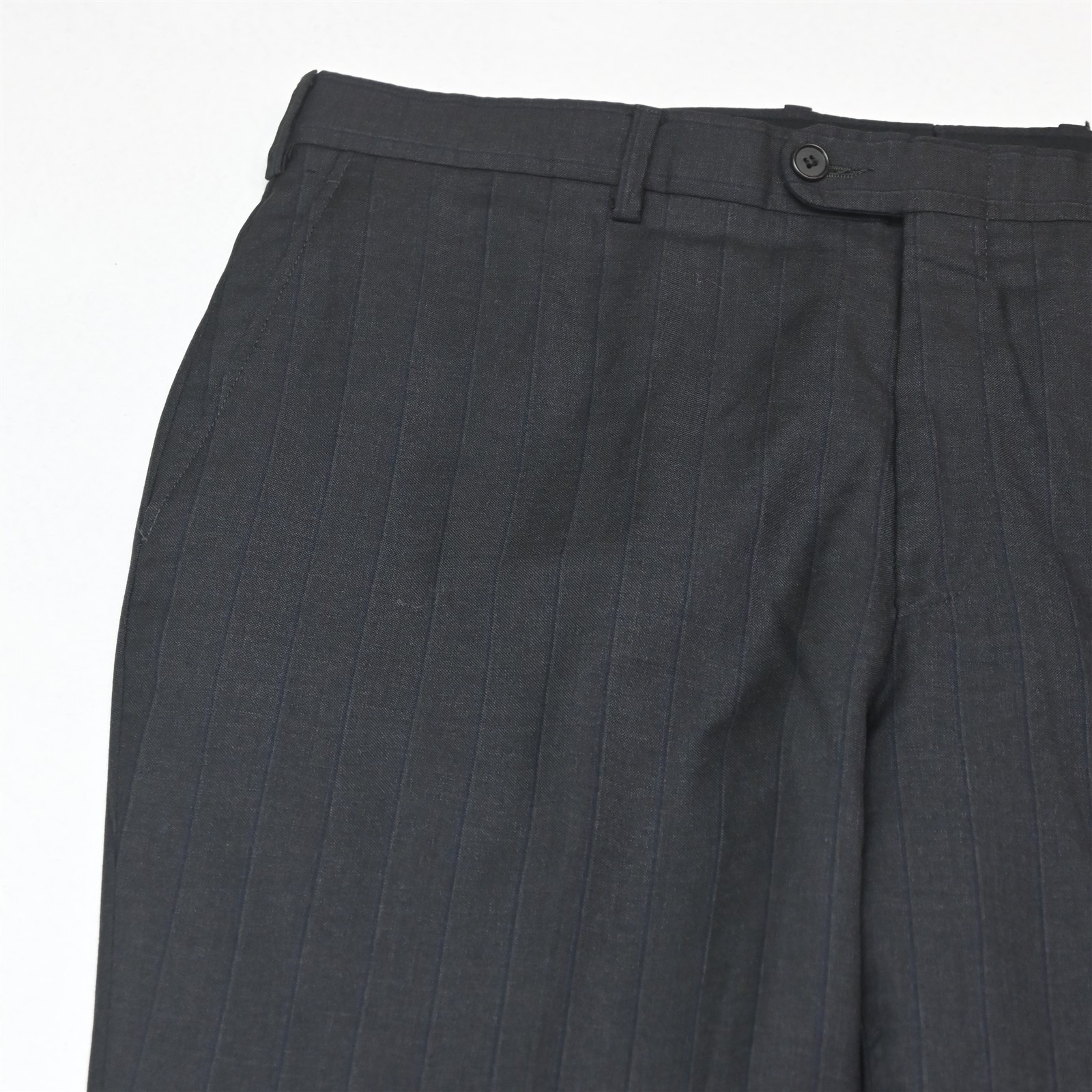 Hickey Freeman 44R 38×30 Gray Striped 100% Wool USA Made Mens Jacket Pants Suit