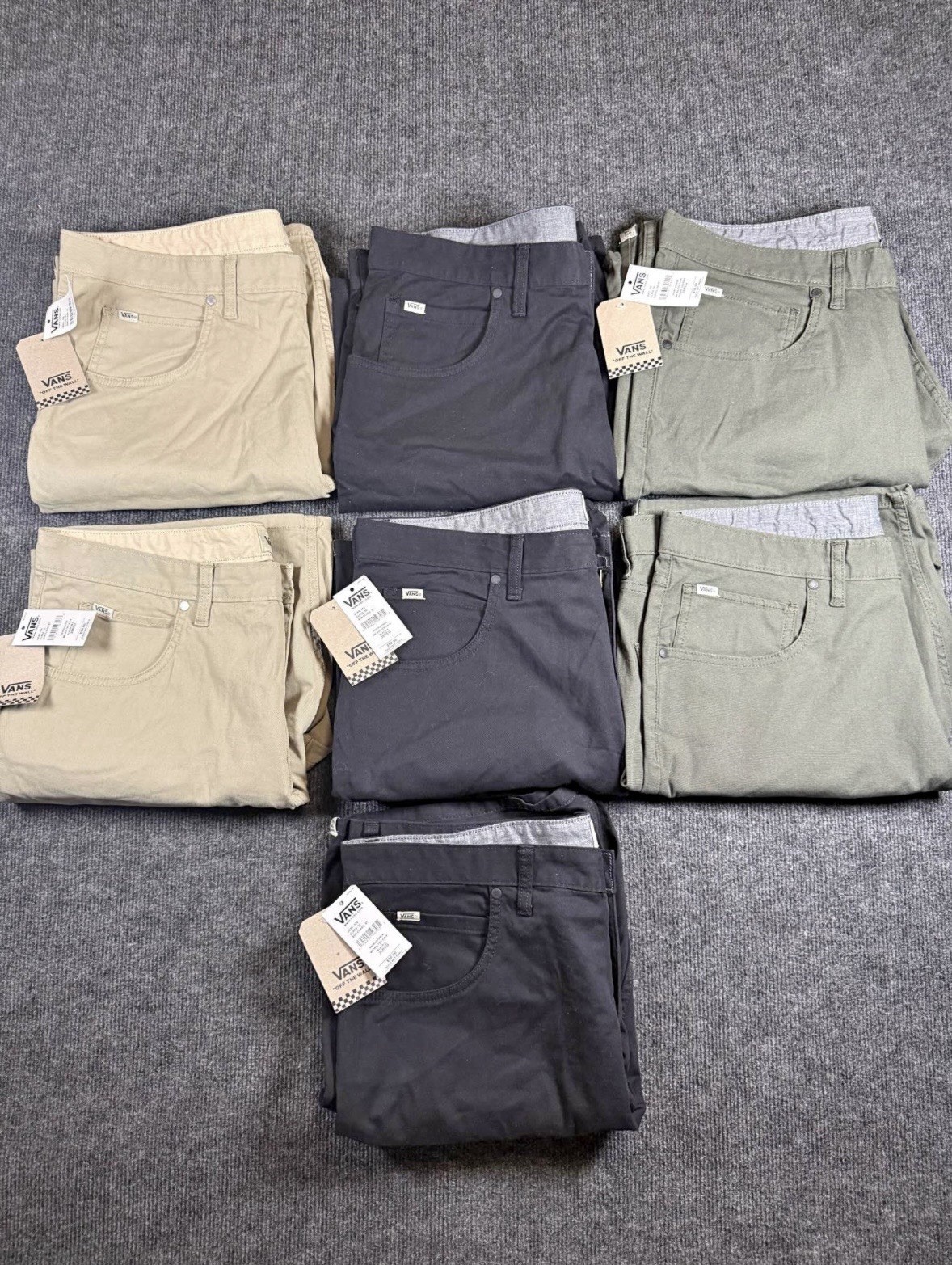7 pairs of VANS Men’s Walker Chino Shorts Cotton Twill Flat Front 5-Pocket Solid