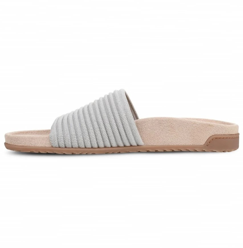 VIONIC Women Evie Knit Slide Sandal, Vapor Silver (NEW)