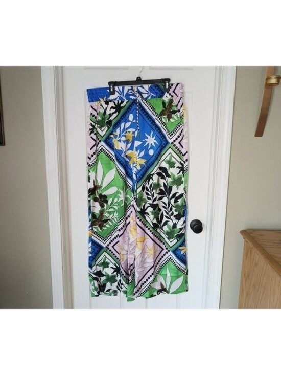 New INC International Concepts Floral Wide Leg Pants in Blue Green Pink XL
