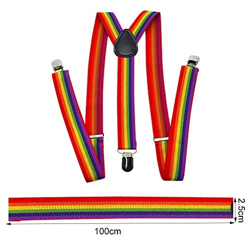 Rainbow Suspenders, Adjustable Elastic Y-Back Style Suspenders As Picture Show