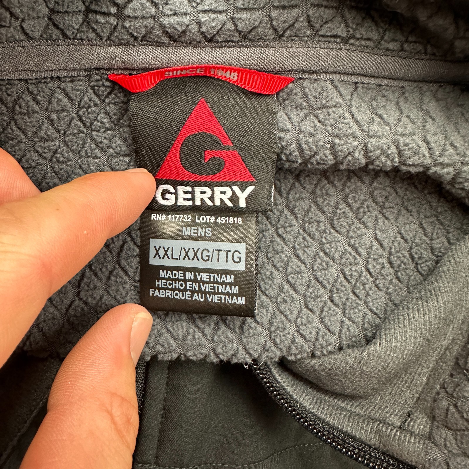 Gerry Softshell Jacket Mens 2XL Black Fleece Lined Hooded Outdoor Full Zip