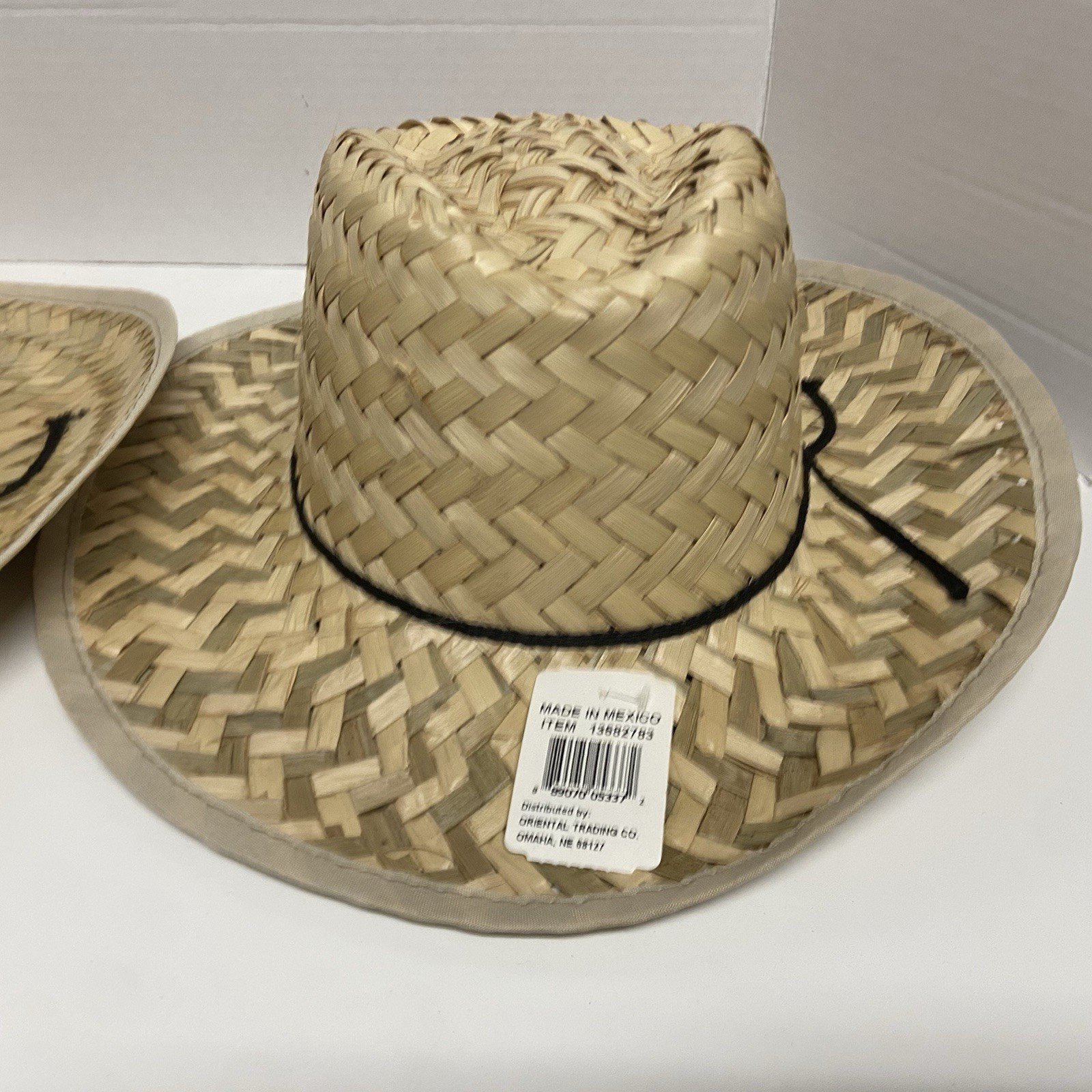 (2) Straw Hat Made In Mexico Outdoor Beach Party Wide Brim Safari Garden Rancher