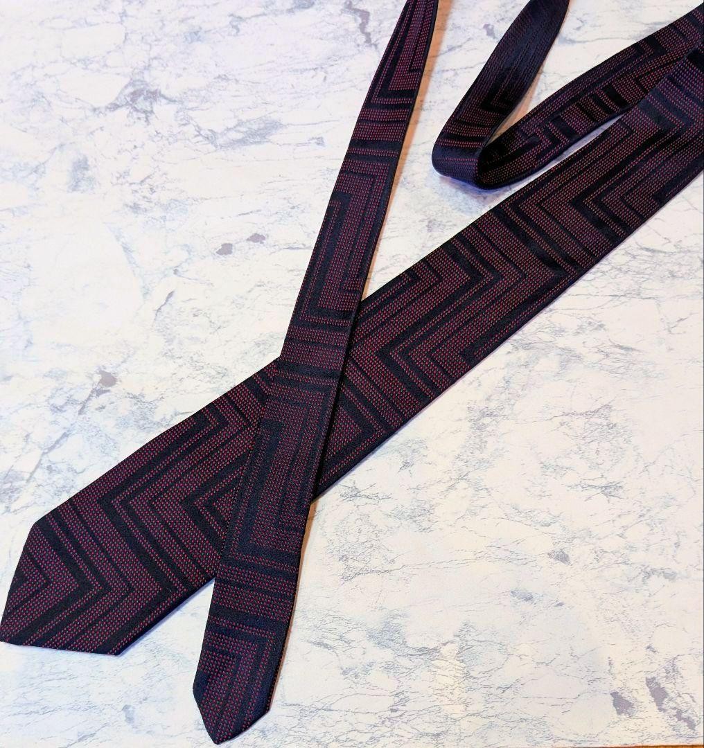 Balenciaga Tie Geometric Pattern Red Purple Designer Necktie Used