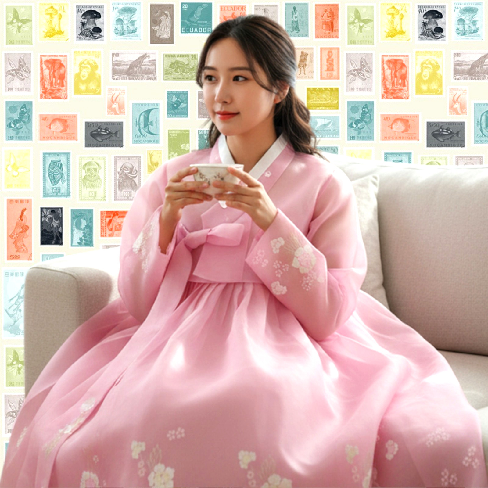 Korean Hanbok Sheer Dress Traditional National Court Costume Perform Wedding Set