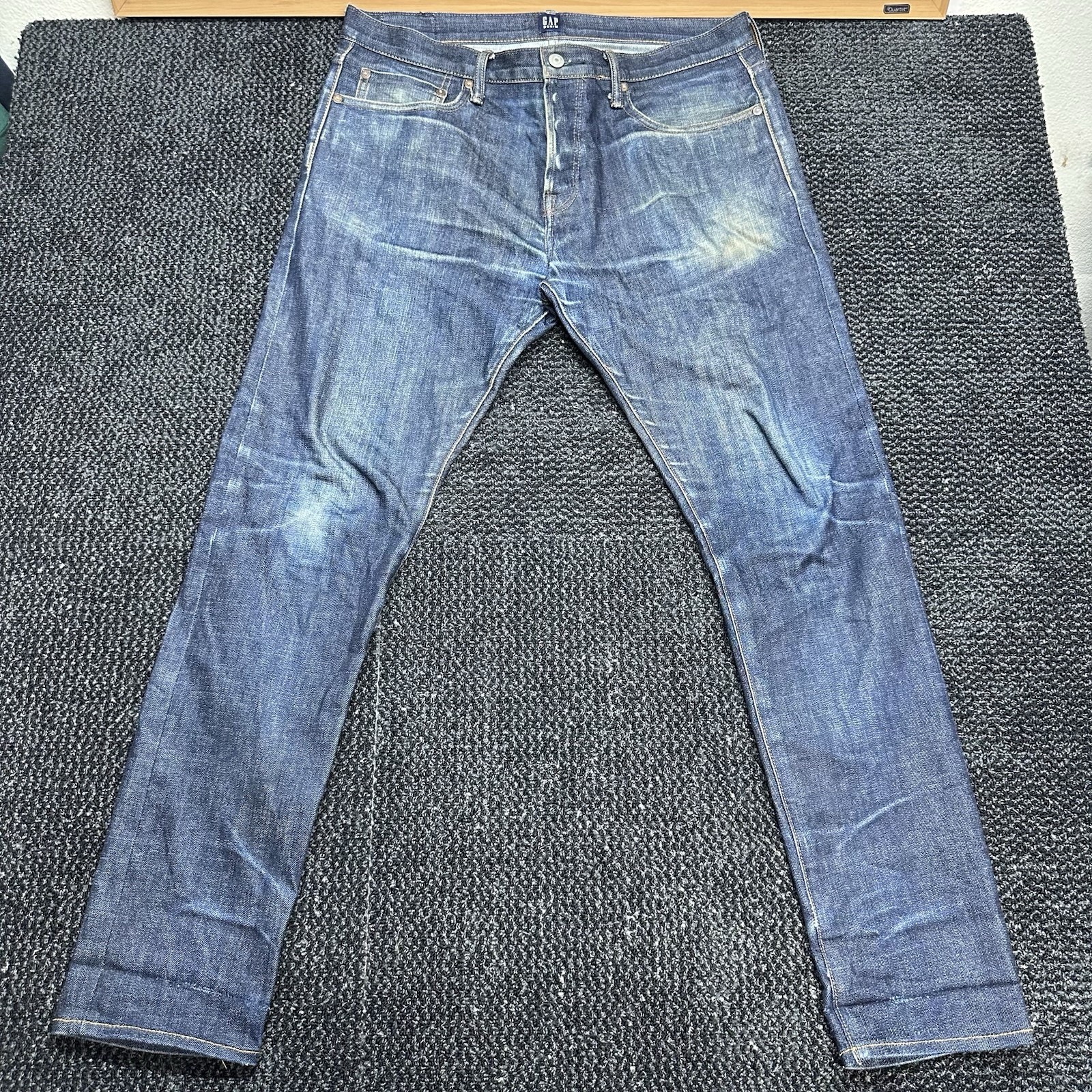 Gap 1969 Skinny Jeans Men’s 34×30 Blue Japanese Selvedge Denim Button Fly