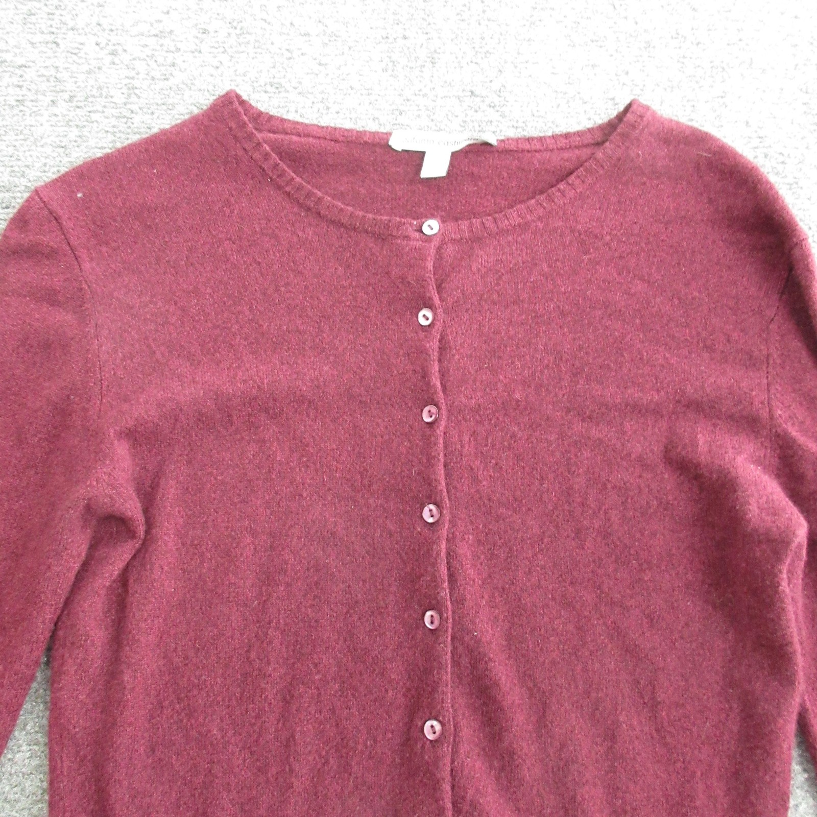 Autumn Cashmere Sweater Cardigan Womens M Red Cashmere Crewneck Button Knit