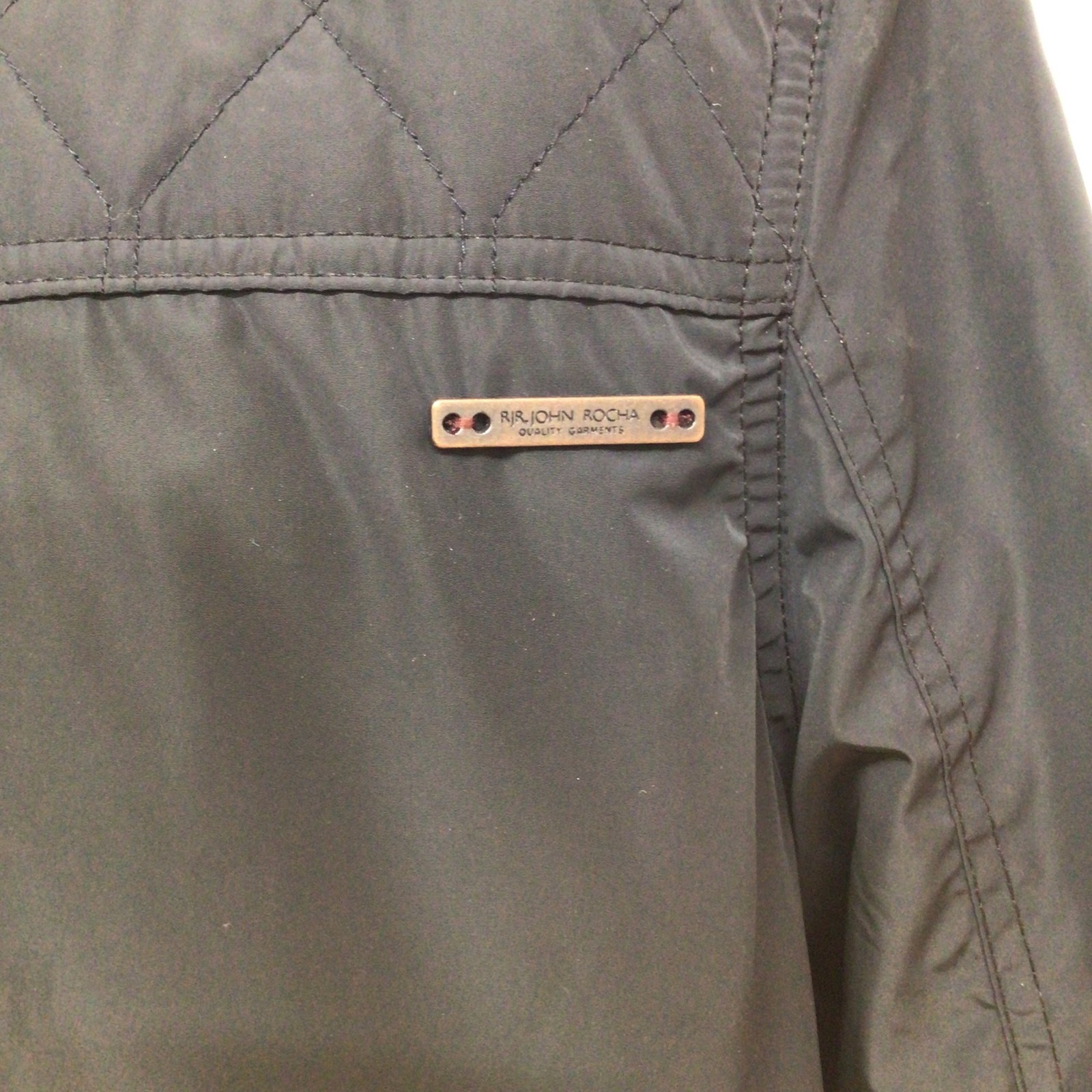 John Rocha Blue Quilted Jacket Size M with Buckle Collar and Zip Closure