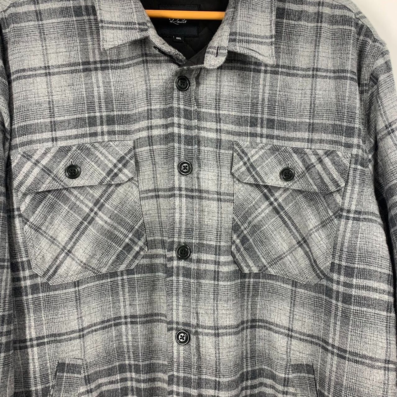Rails Men’s Worthing Button-up Lined Flannel Shirt Jacket in Grey Melange SZ XXL