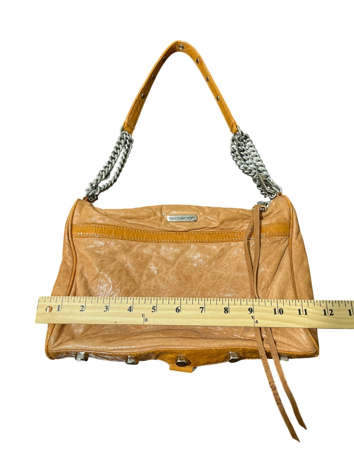 Rebecca Minkoff MAC Shoulder Bag Soft Leather with Silver Chain Strap Tan 11×7