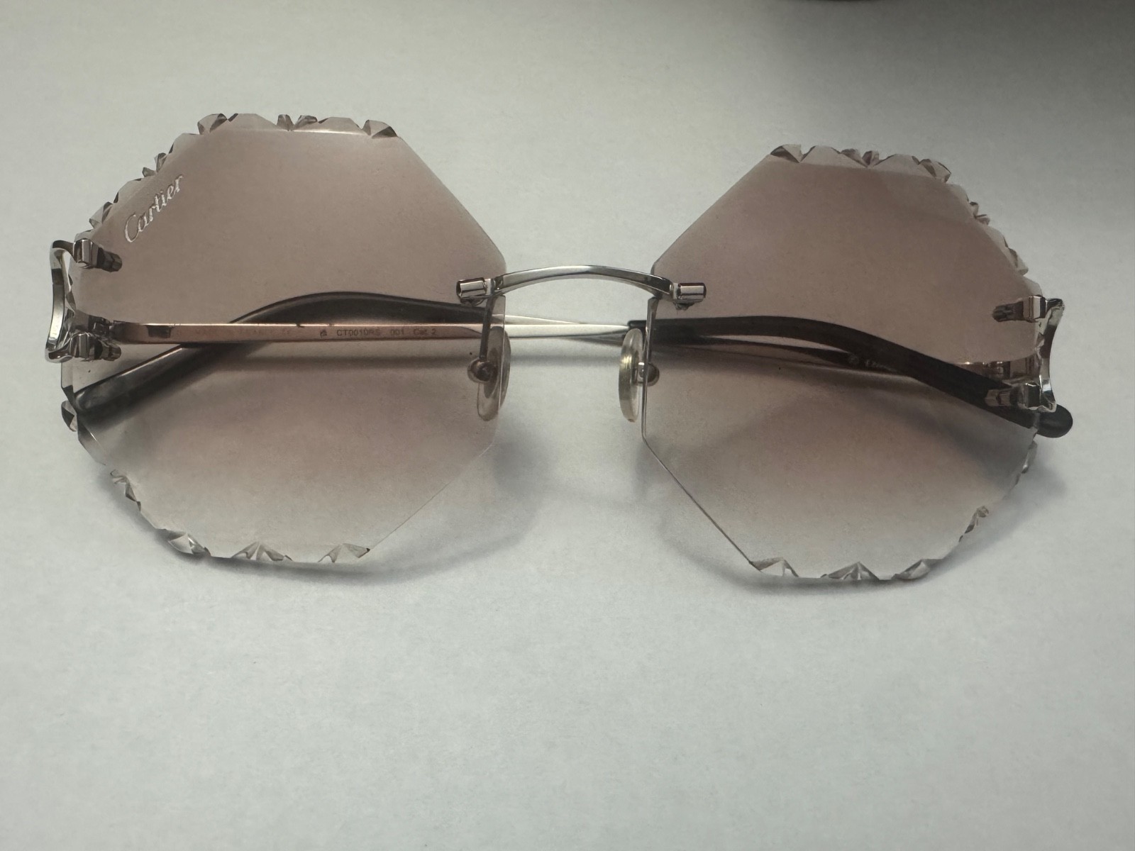 Cartier, Big C Diamond Cut Sunglasses, Custom Tint, Chrome