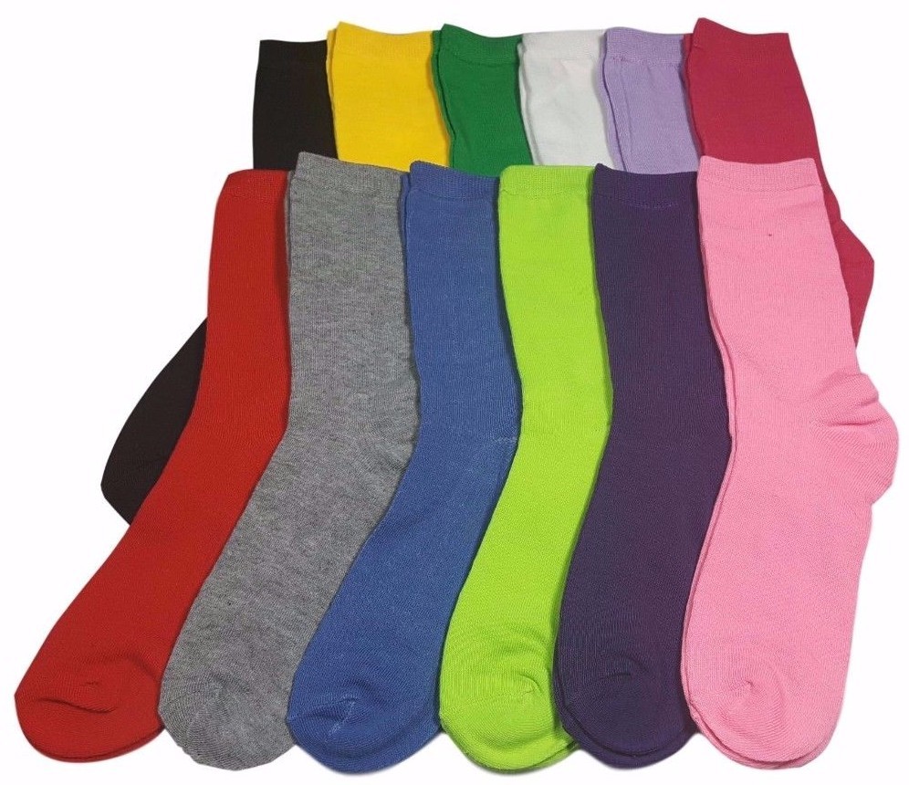 12 Pairs Women’s Socks Cotton Crew Ladies Assorted Colors Dozen Pack Size 9-11