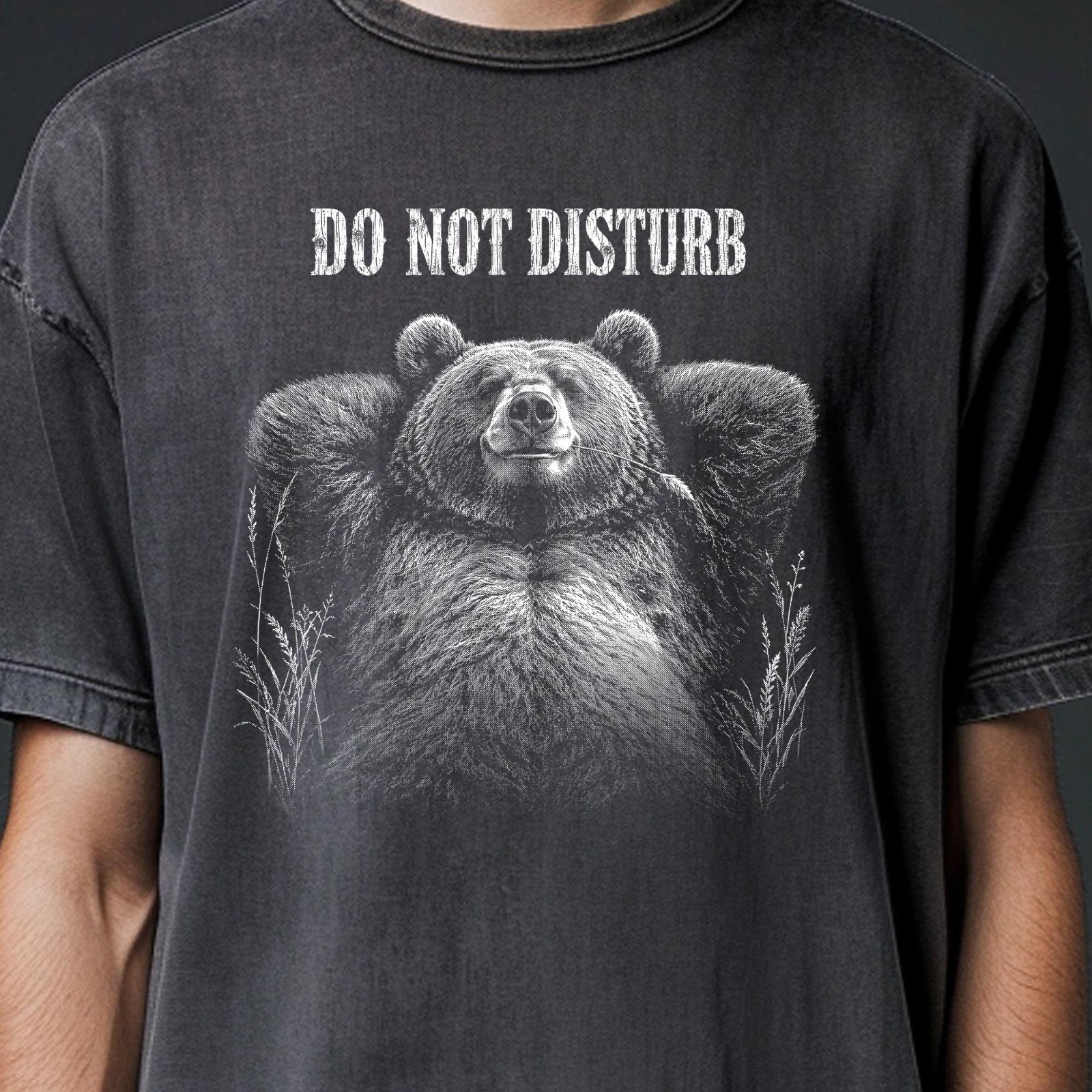 Do Not Disturb Bear T-Shirt Funny Camping Graphic Tee Relaxing Grizzly Humor Top