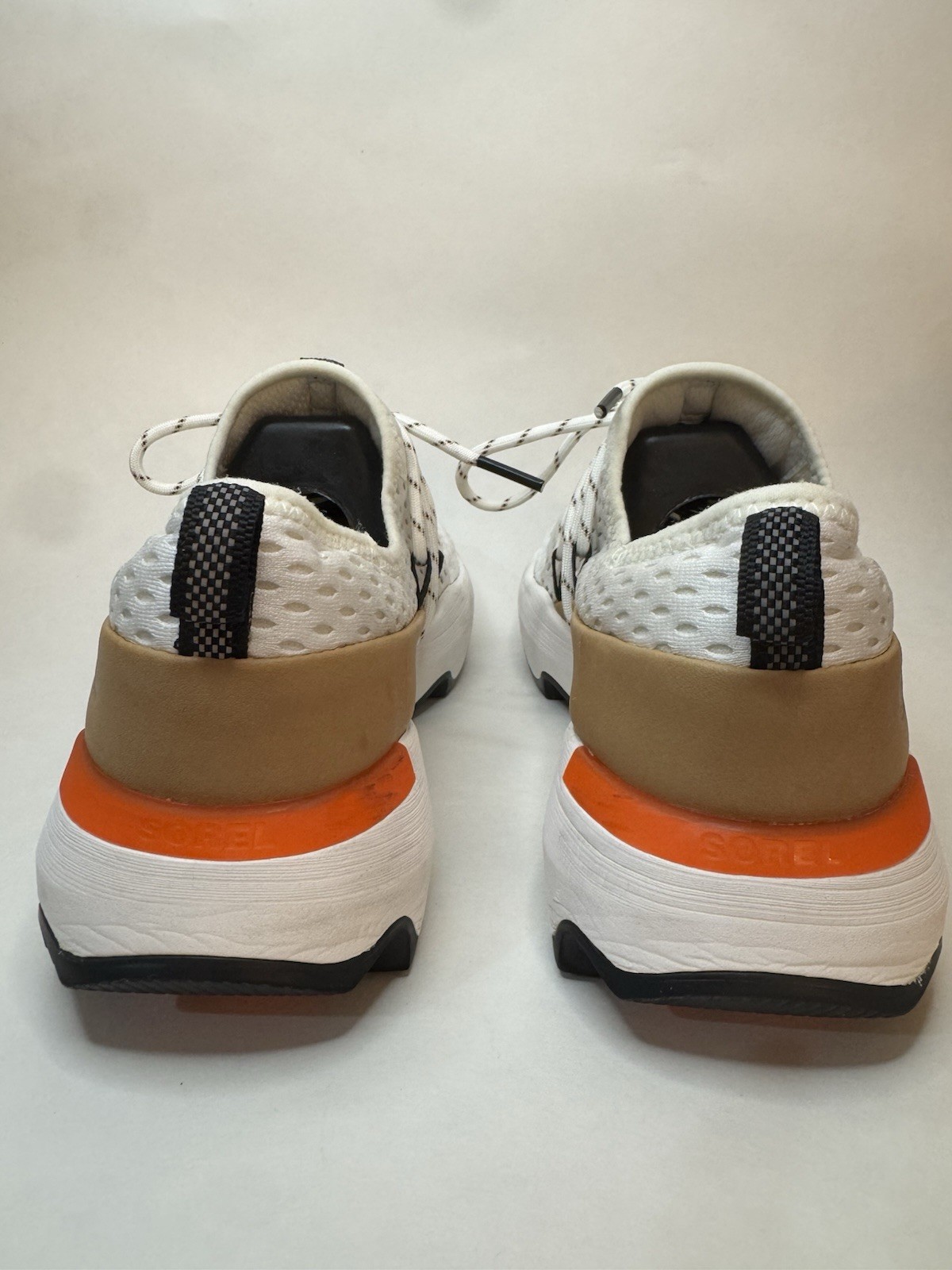 SOREL Mesh Lace-Up Low Top Athletic Sneakers White Tan Orange NL4073-125