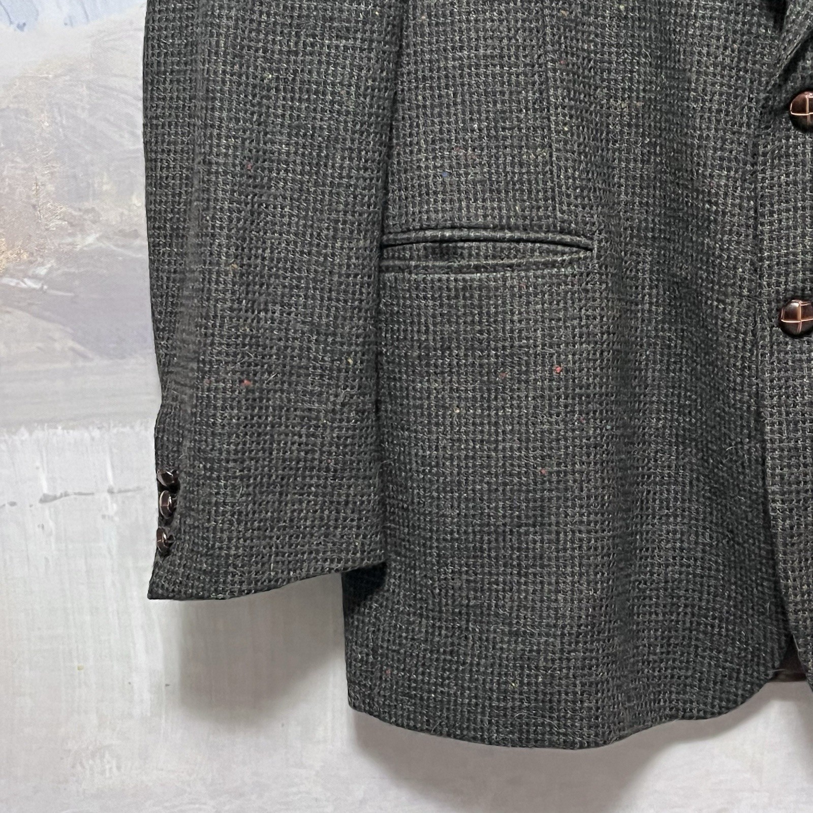 Vtg BOSTON TRADERS Men 44R Tweed Sportcoat Wool Blazer Birdseye Fleck Multicolor