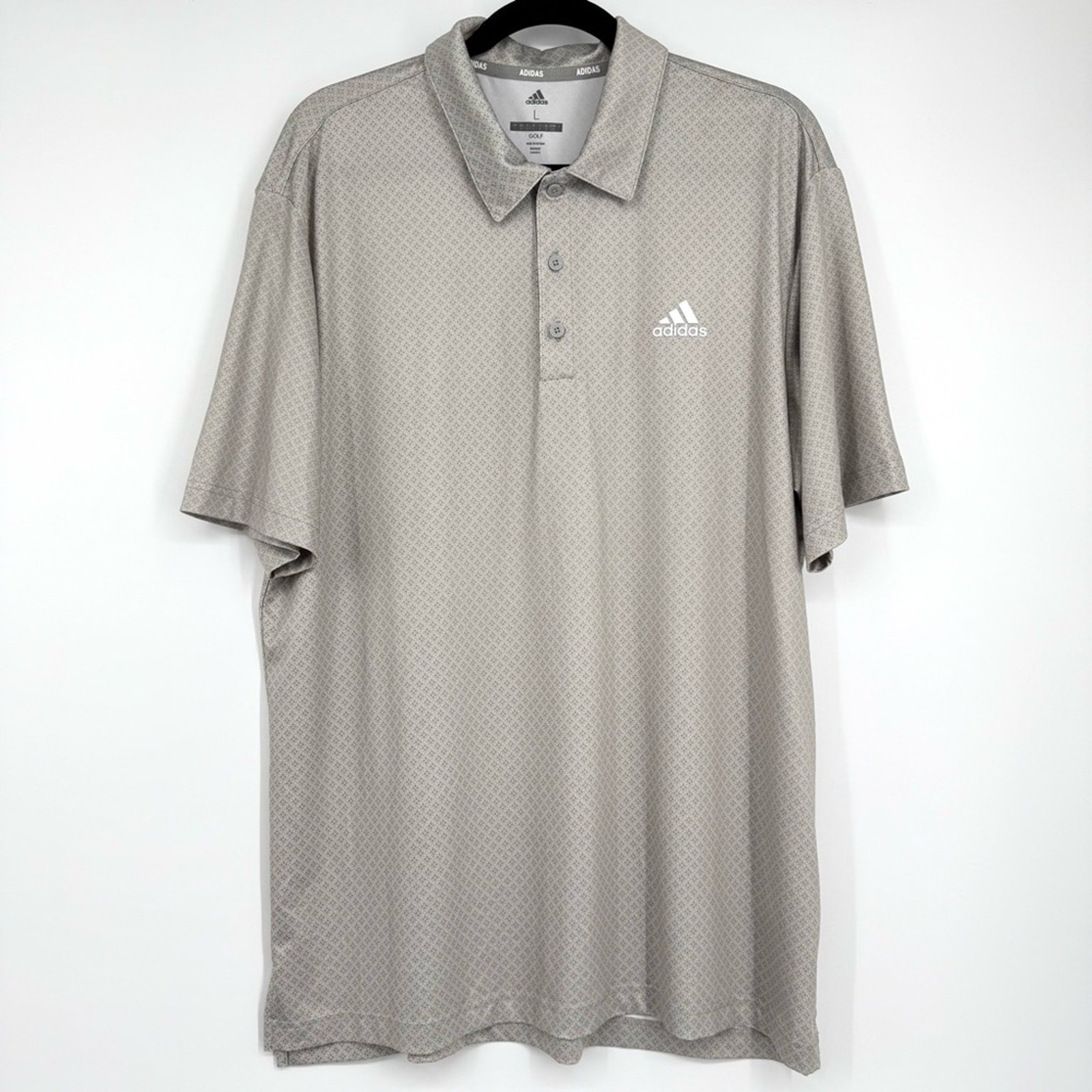 Adidas Men’s Golf Ultimate Gray Dot Print Polo Top Size L