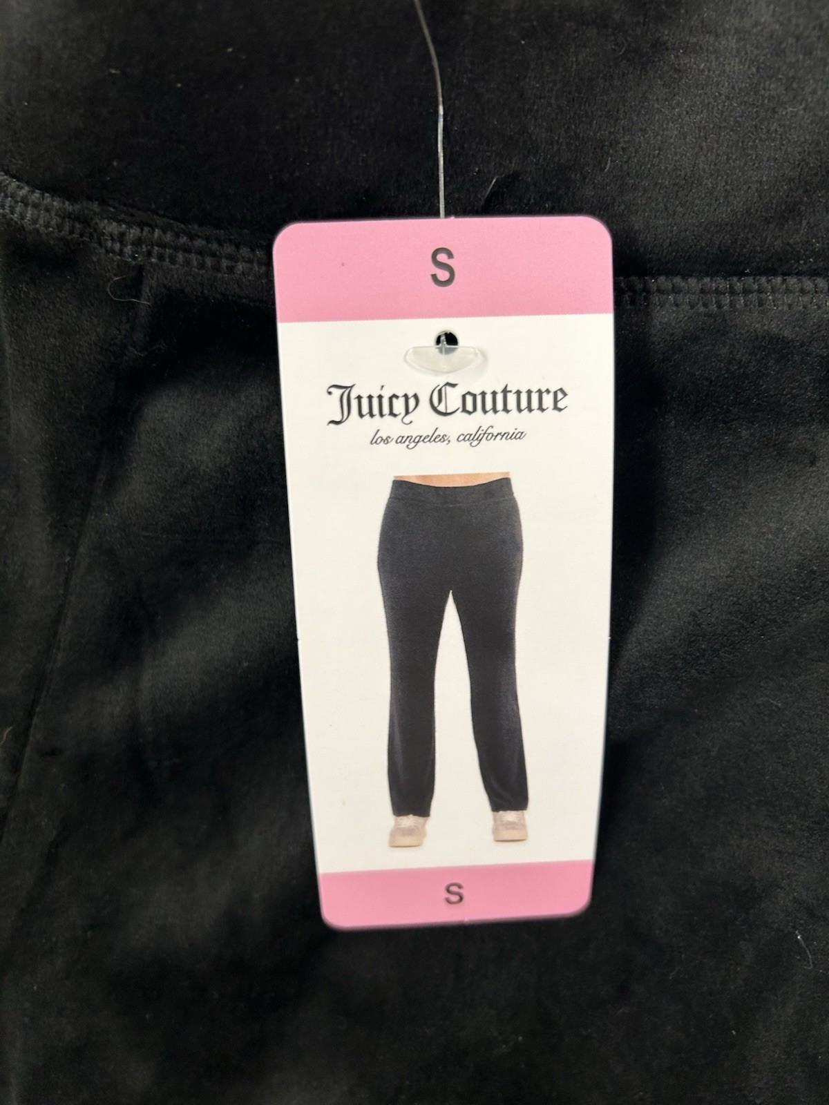 Juicy Couture Black Velour Track Pants Rhinestone Flare Leg Women’s Small NWT