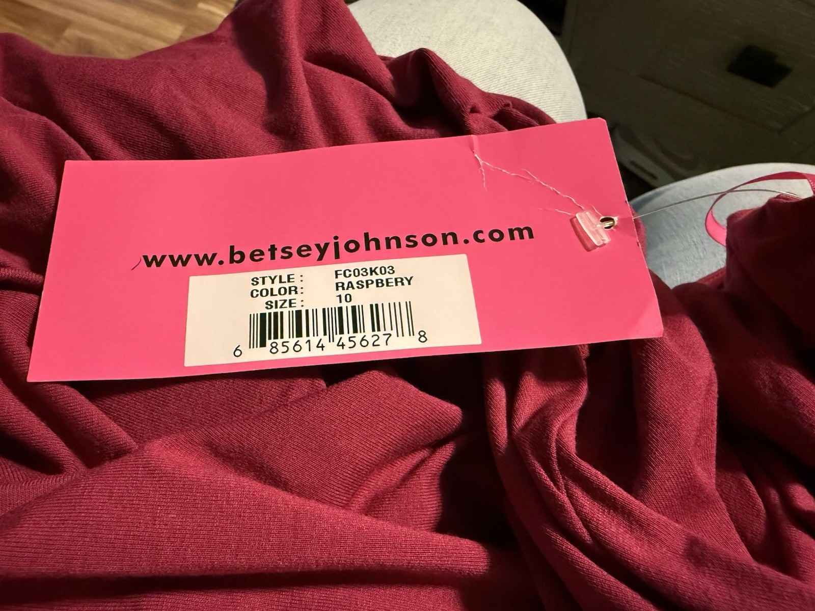 NWT Betsey Johnson Raspberry Pink Ruched Bodycon Cocktail Dress Open Back Bow 10
