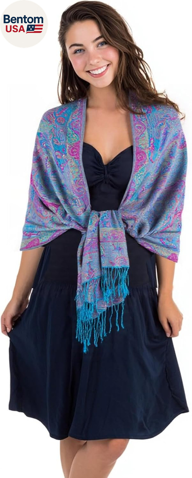 Pashmina Feel Shawls Wraps Rave Scarf for Women Soft Silky Reversible Men Scarve