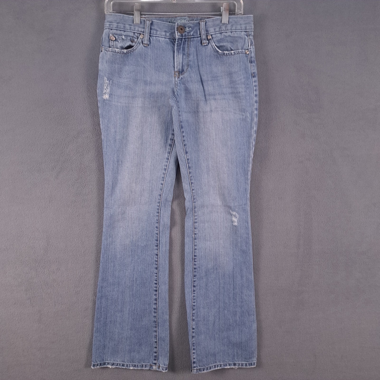 American Eagle Jeans Womens 4 Regular Blue Hipster Skinny Flare Denim Light Wash