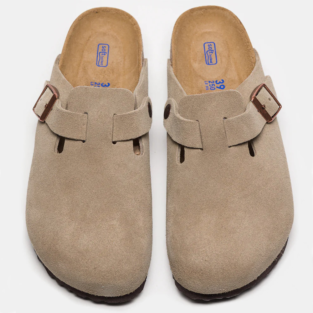 Birkenstock Boston Taupe Suede Leather Soft Footbed Clog Casual Women’s shoes