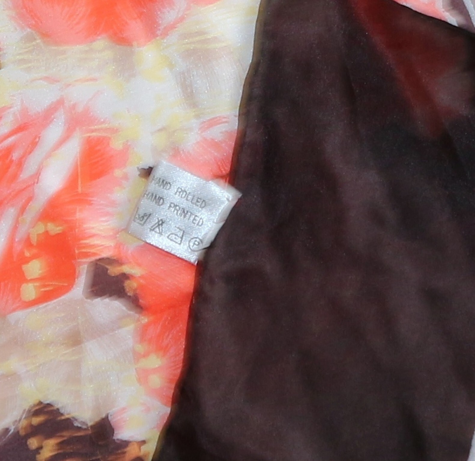 UNBRANDED Brown Border Floral Print Silk Scarf 32 X 32 EXC