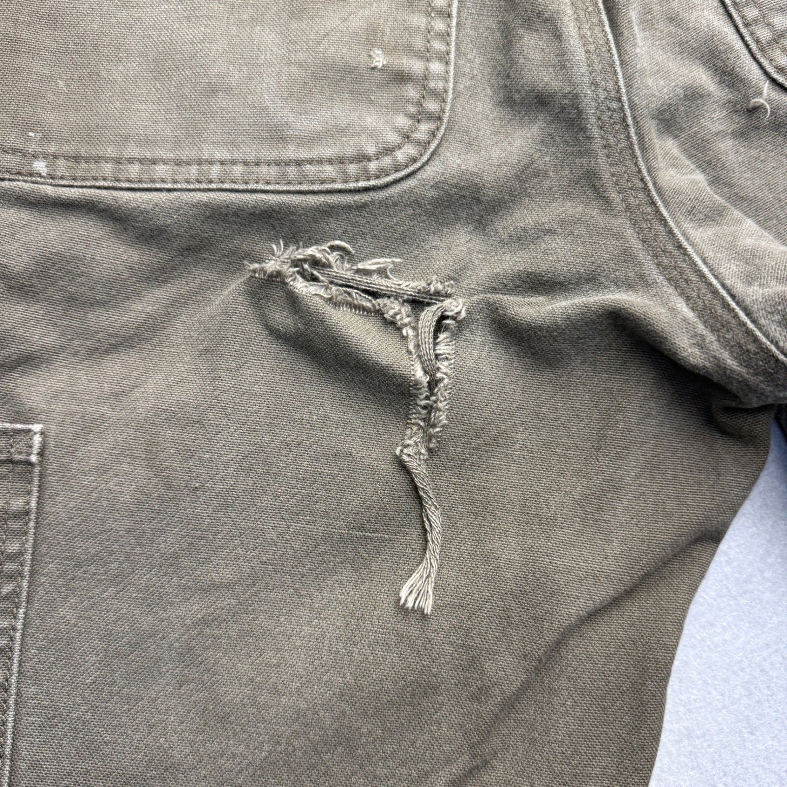 Carhartt Relaxed Fit Carpenter Pants Mens 31×32 Brown Distressed Canvas Workwear