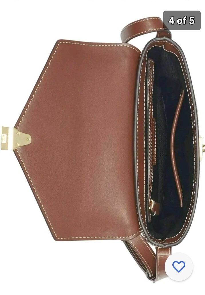 Calvin Klein Brown Lock Bucket Crossbody Bag