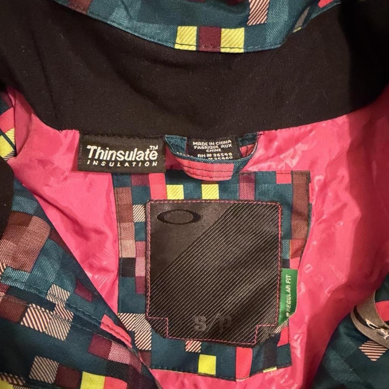 Vintage Y2K Oakley Technical Ski Jacket|Pixel Mosaic Print Neon Insulated Womens