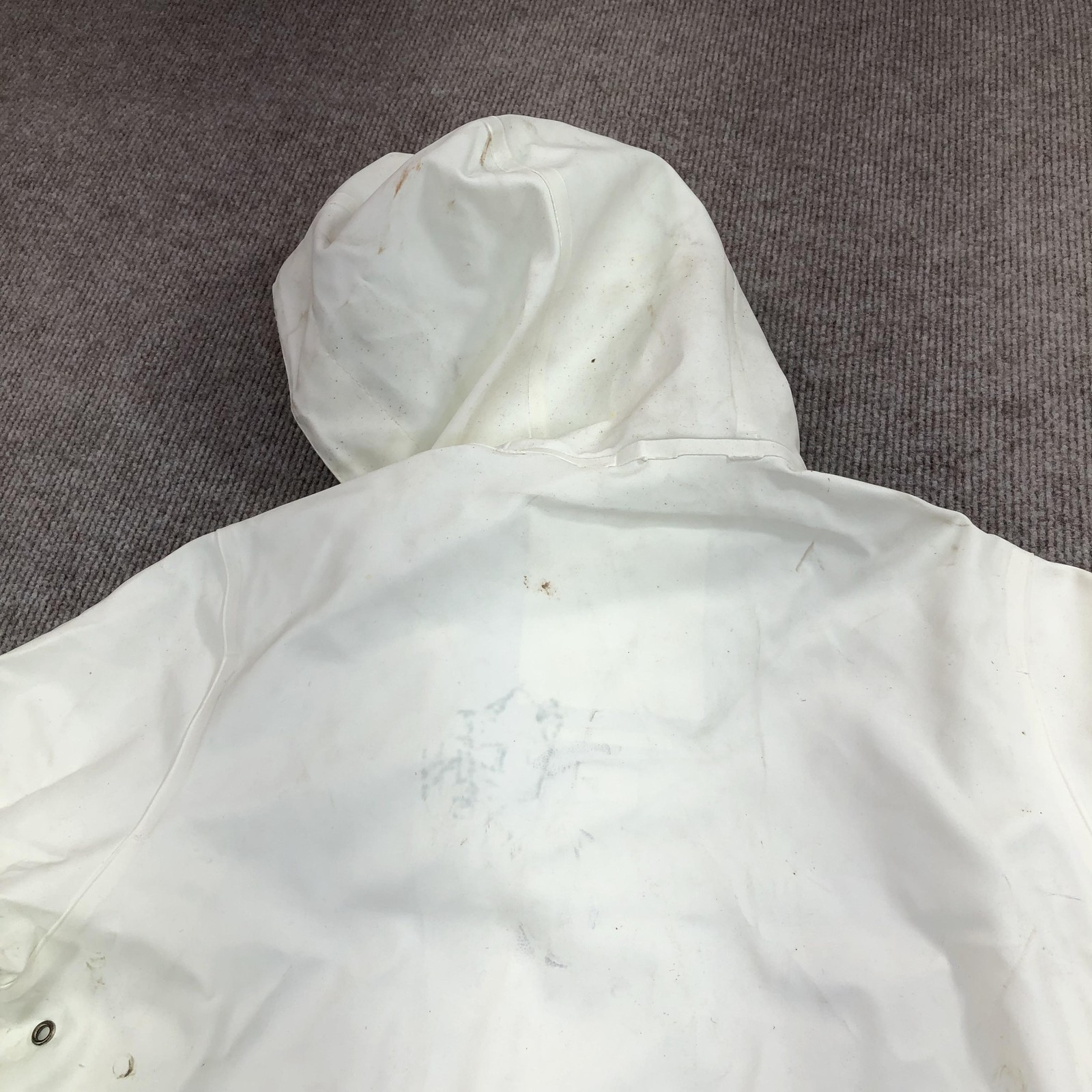 Stutterheim Mosebacke Rain Coat Womens M White Hooded Rubberized Waterproof