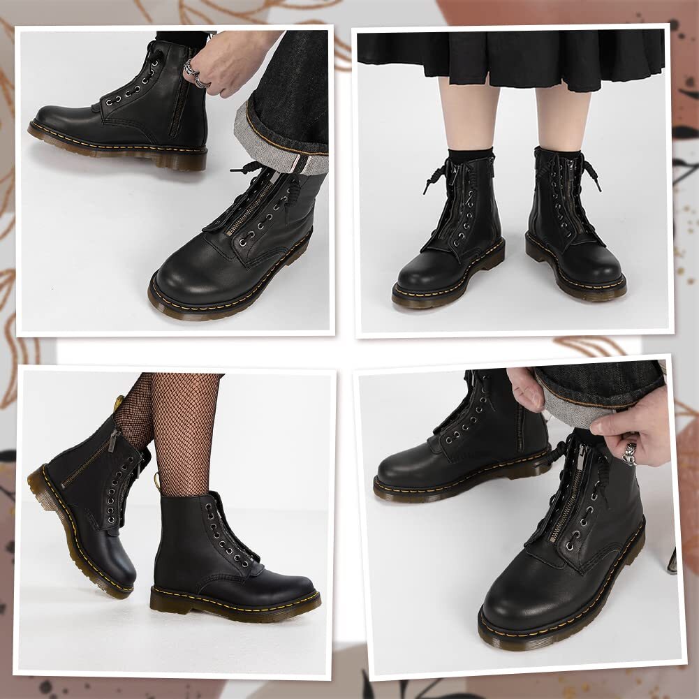 Leather Lace-in Boot Zipper Inserts, 2.1×6.2″ Black-smooth